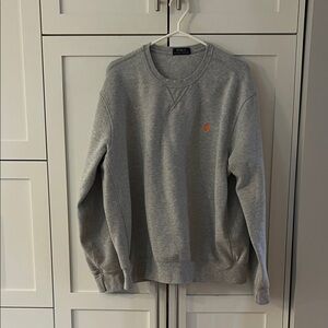 Polo Ralph Lauren Gray Crewneck Sweater with Orange Logo